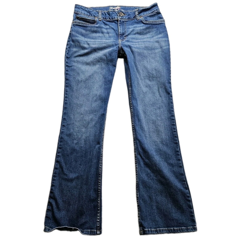 Wrangler Bootcut Jeans Women 15 35x33 Blue Medium Wash Mid Rise Stretch Cowgirl